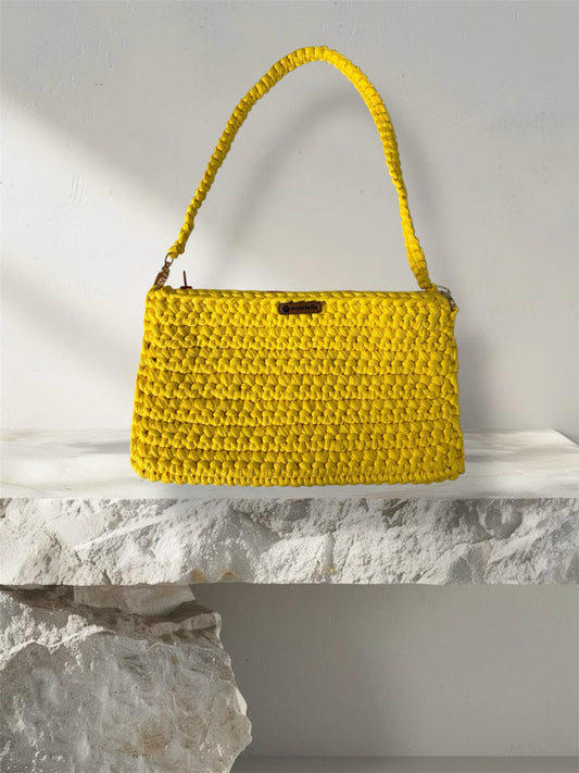 Penye İp Çanta - Yellow Flower